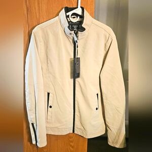 Fried Denim White Faux Leather Jacket [Medium]